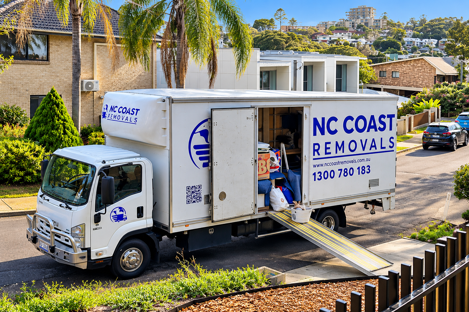 NC Coast Removals truck collecting furniture for secure fixed storage in Newcastle